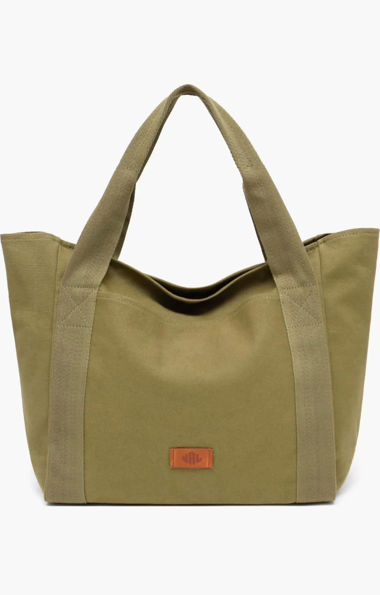 New Amsterdam Leatherworks - Tote Liliana de lona verde olivo