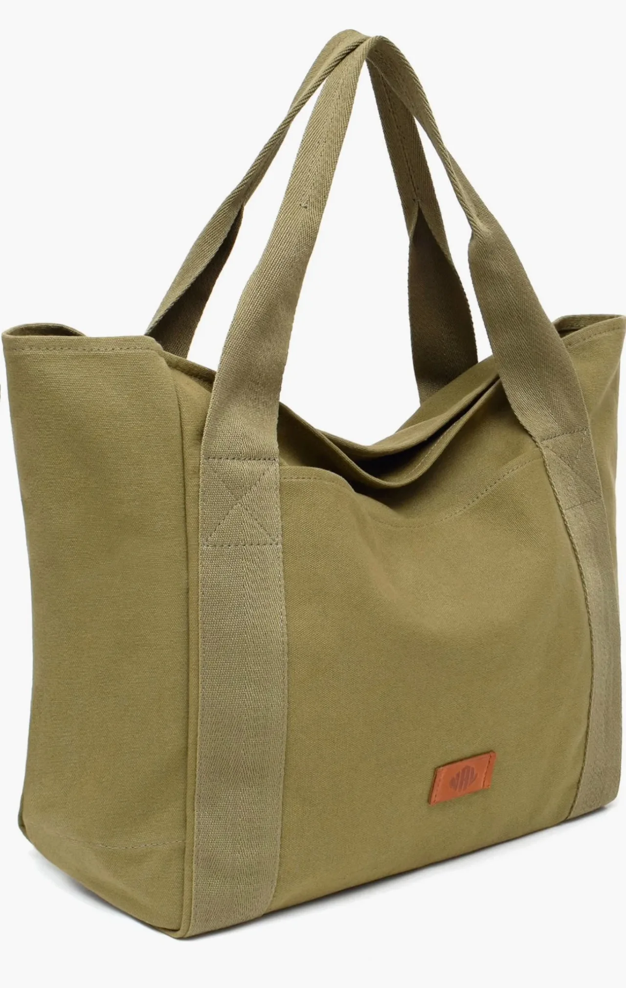 New Amsterdam Leatherworks - Tote Liliana de lona verde olivo