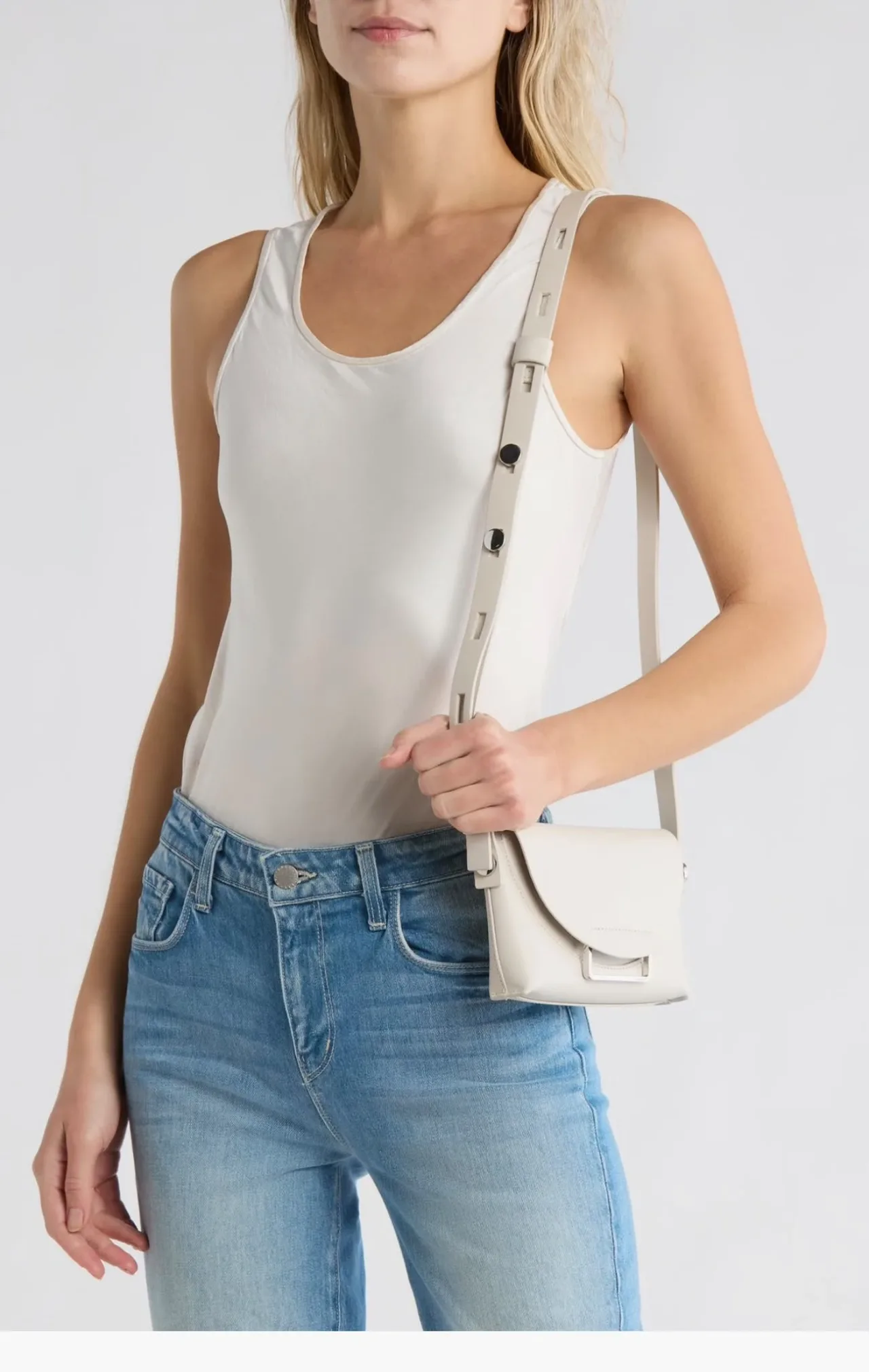 AllSaints - Crossbody de solapa crema