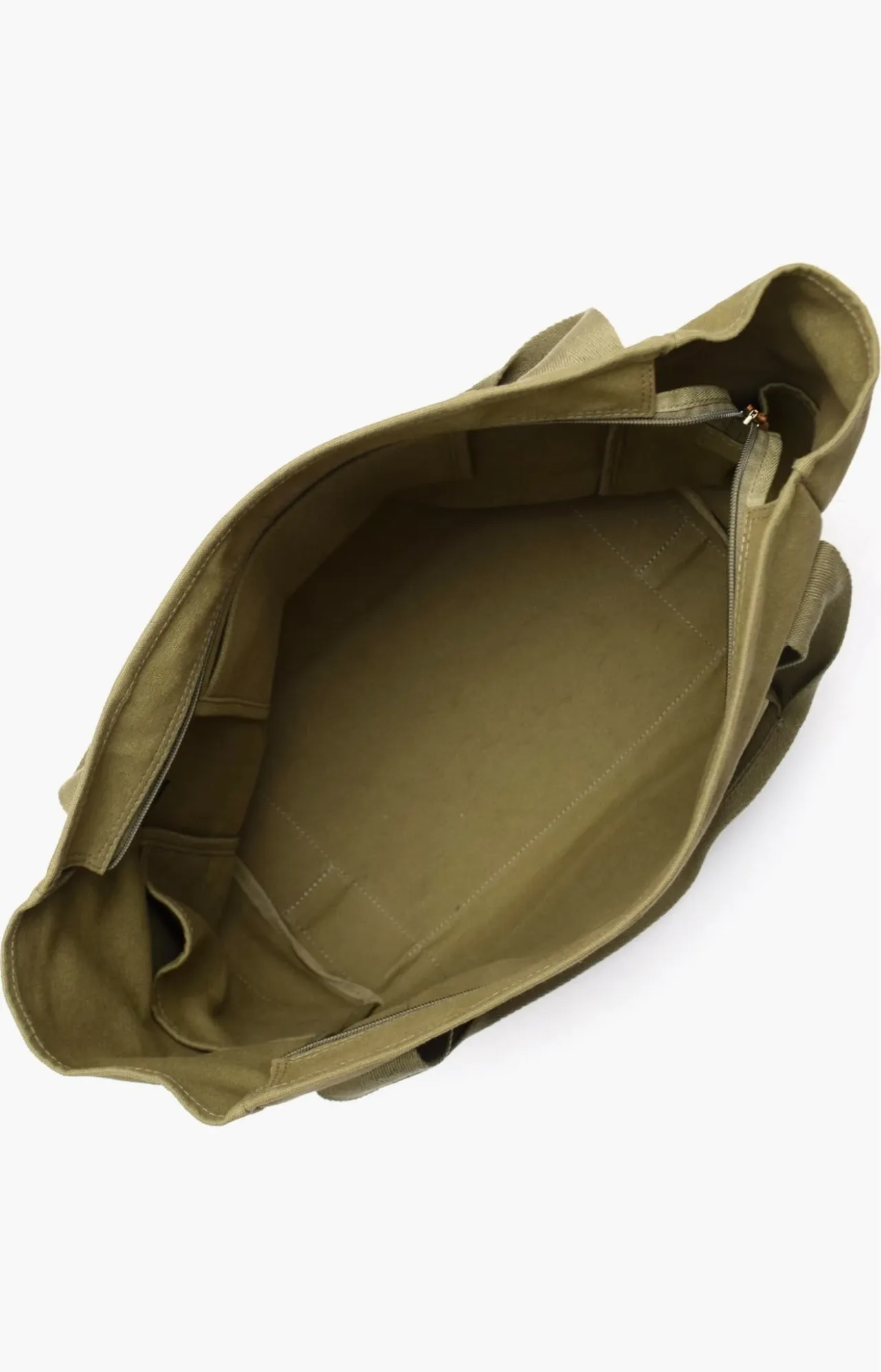 New Amsterdam Leatherworks - Tote Liliana de lona verde olivo