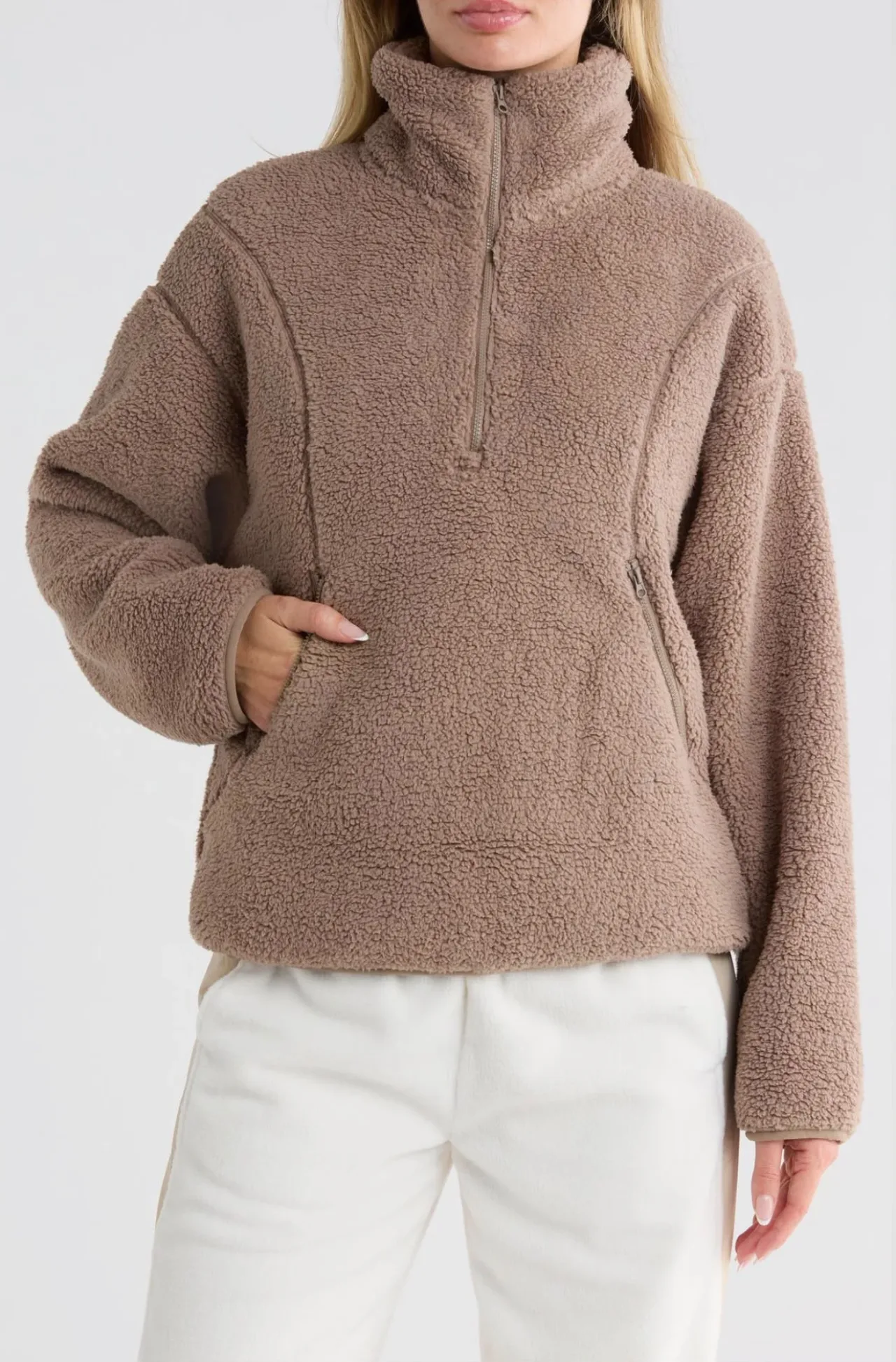 Z by Zella - Pullover sherpa media cremallera